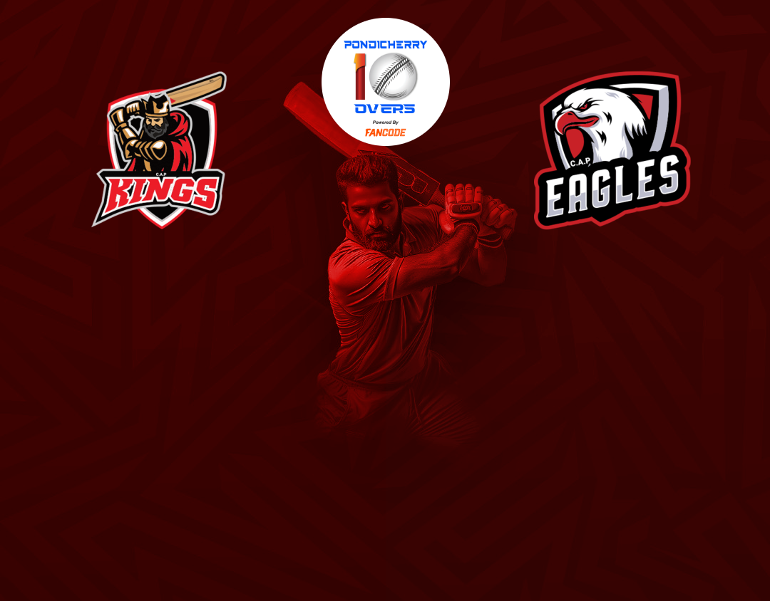 Match 53 of siechem pondicherry men's t10 tournament 2024: kings vs eagles banner