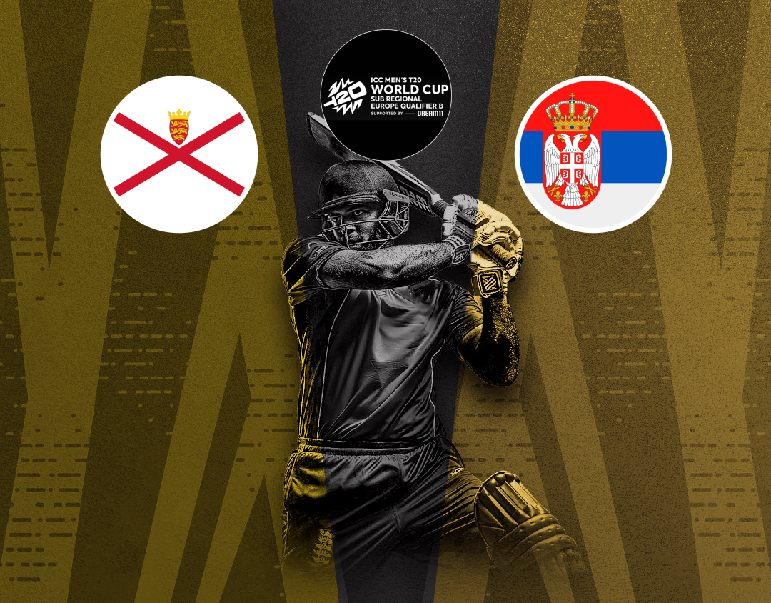 Match 1 of icc t20 world cup sub regional europe qualifier b: jersey vs serbia banner