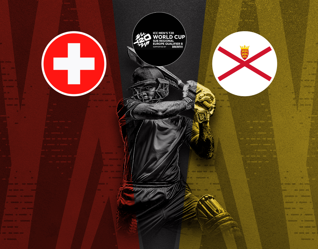Match 8 of icc t20 world cup sub regional europe qualifier b: switzerland vs jersey banner