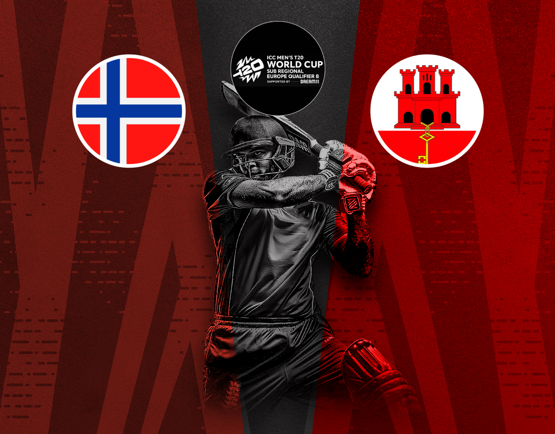 Match 18 of icc t20 world cup sub regional europe qualifier b: norway vs gibraltar banner