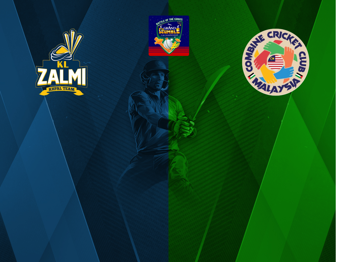 Match 12 of grand rumble t10 championship round 3, 2024: kl zalmi vs combined cricket club banner