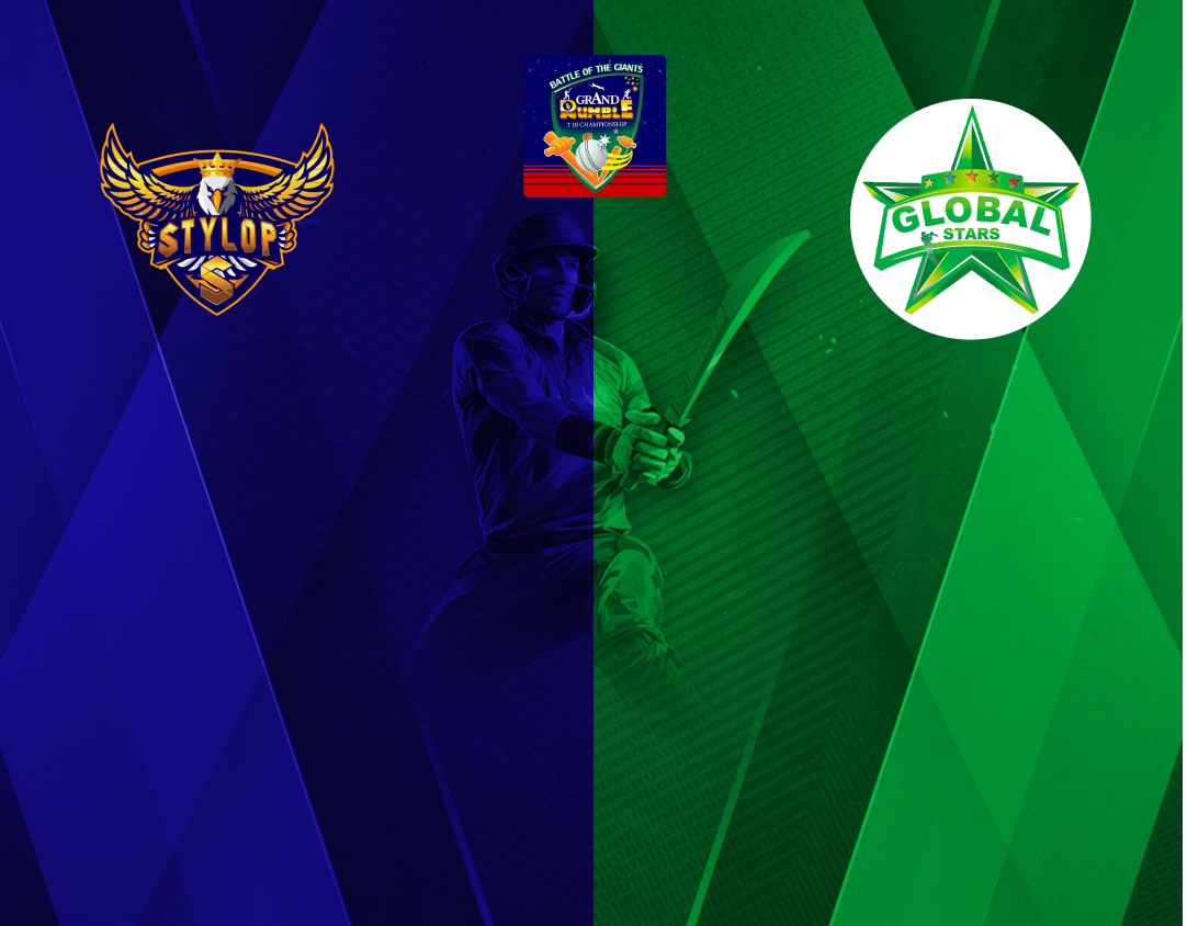 Match 16 of grand rumble t10 championship round 3, 2024: stylop golden eagles vs global stars banner