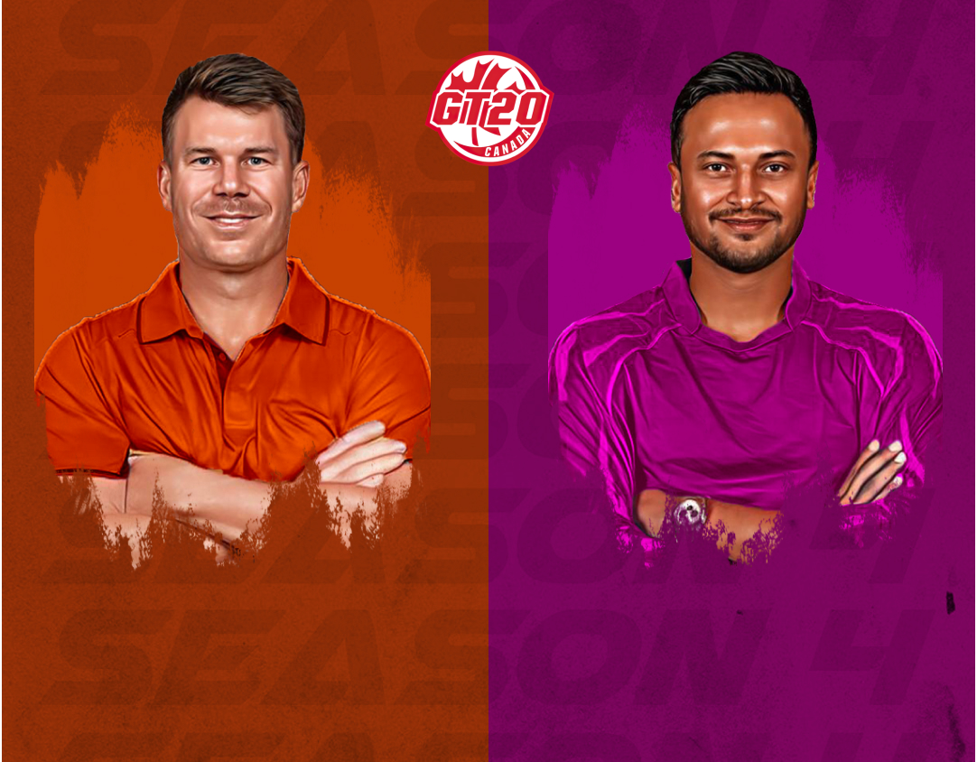 Match 20 of global t20 canada, 2024: brampton wolves vs bangla tigers mississauga banner