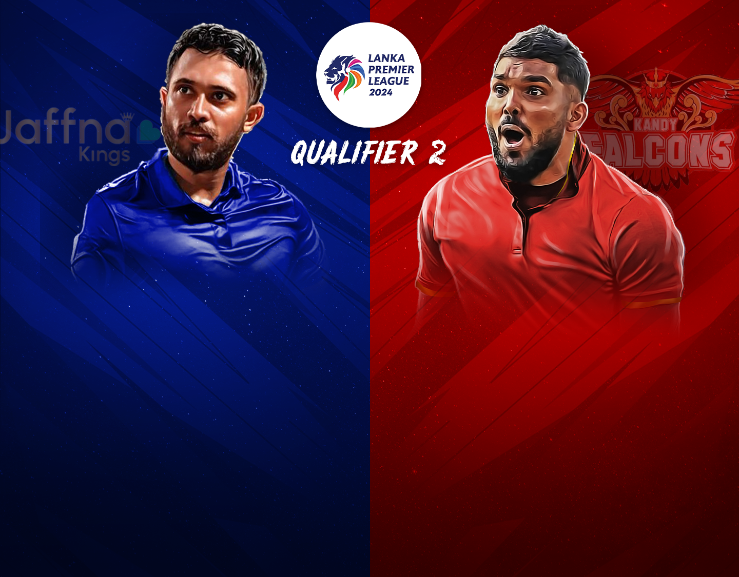 Qualifier 2 of lanka premier league, 2024: jaffna kings vs kandy falcons banner