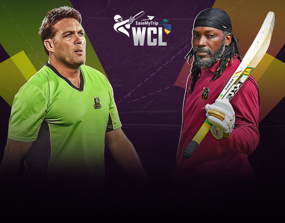 Match 9 of world championship of legends, 2024: south africa champions vs west indies champions banner