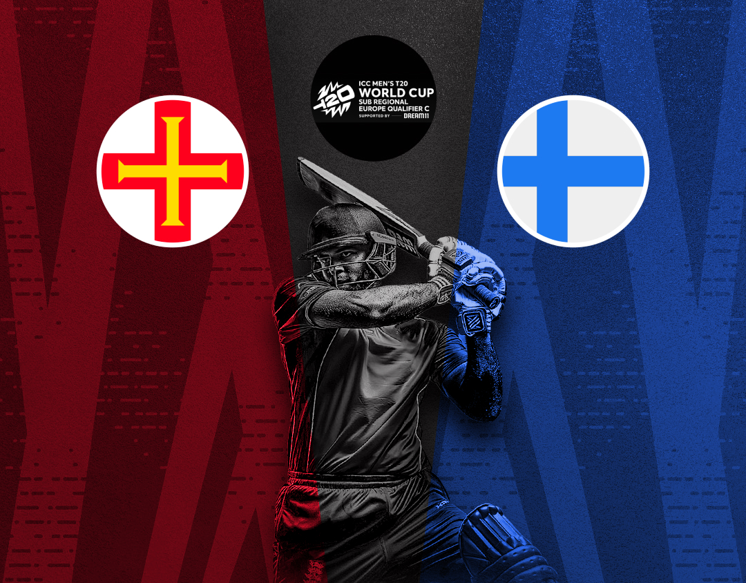 Match 10 of icc t20 world cup sub regional europe qualifier c: guernsey vs finland banner