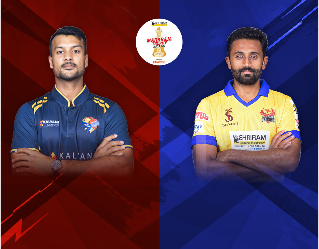 Match 16 of ksca maharaja trophy t20, 2024: kalyani bengaluru blasters vs mangaluru dragons banner