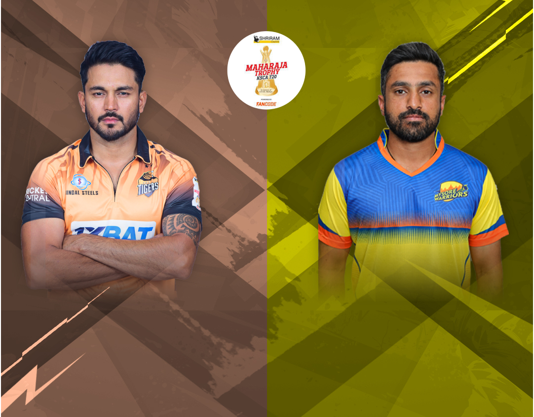 Match 26 of ksca maharaja trophy t20, 2024: hubli tigers vs mysore warriors banner