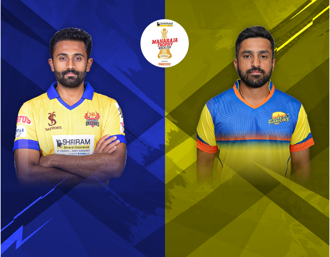 Match 27 of ksca maharaja trophy t20, 2024: mangaluru dragons vs mysore warriors banner