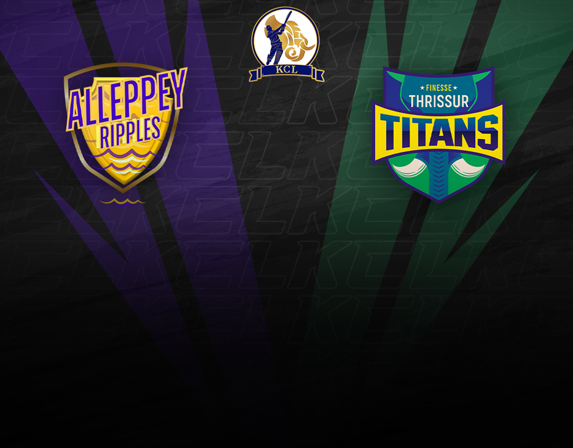 Match 1 of kerala cricket league t20 2024: alleppey ripples vs thrissur titans banner