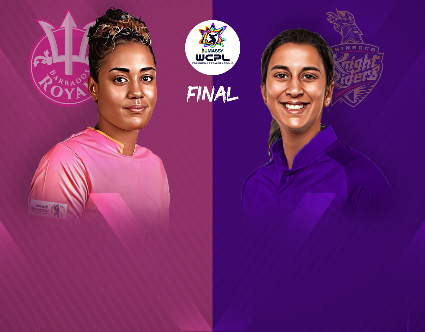 Final of women's caribbean premier league, 2024: barbados royals women vs trinbago knight riders women banner