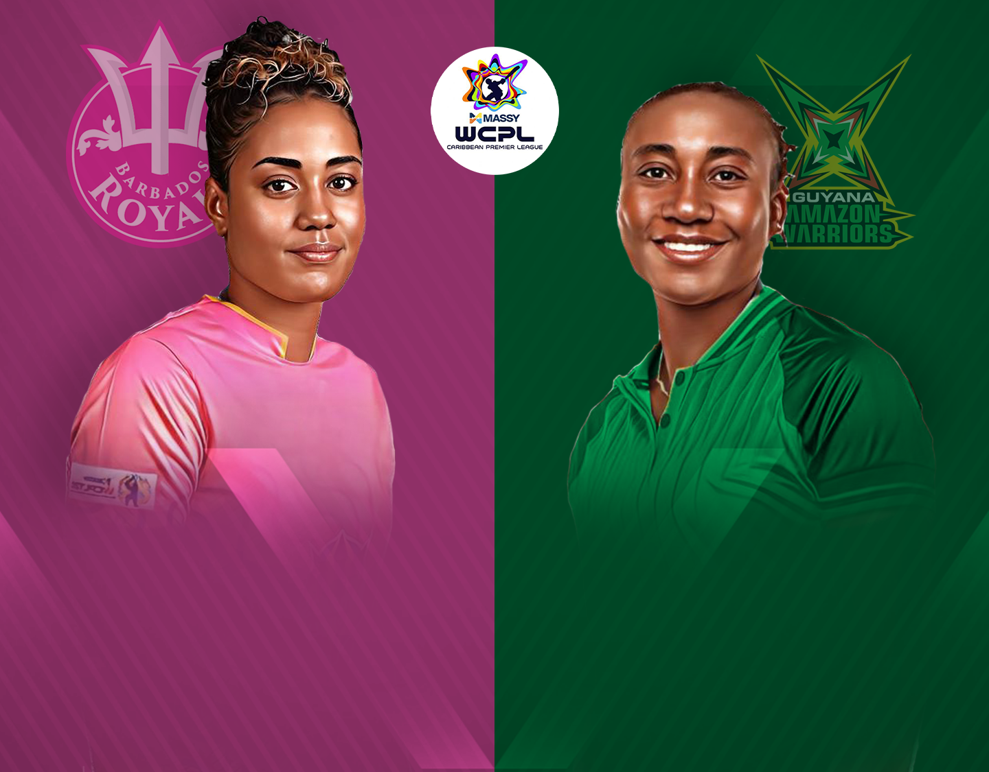 Match 1 of women's caribbean premier league, 2024: barbados royals women vs guyana amazon warriors women banner