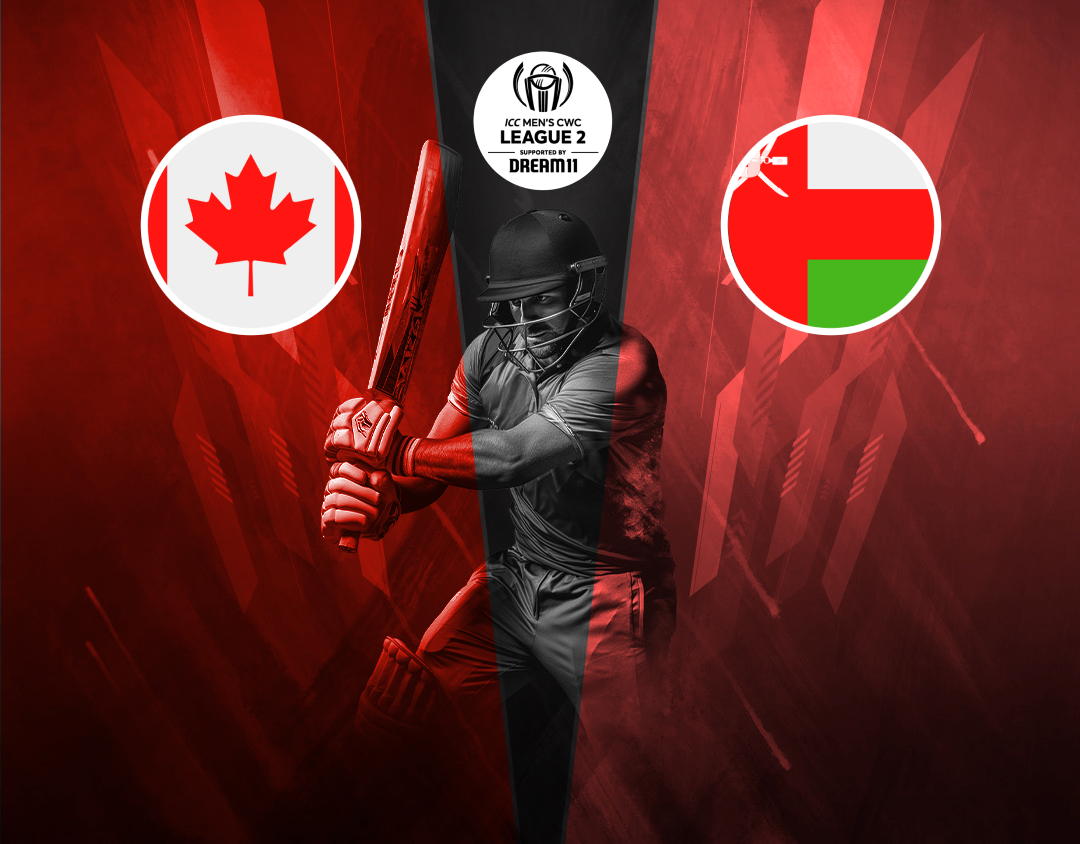 Match 30 of icc cwc league 2, 2023-27: canada vs oman banner