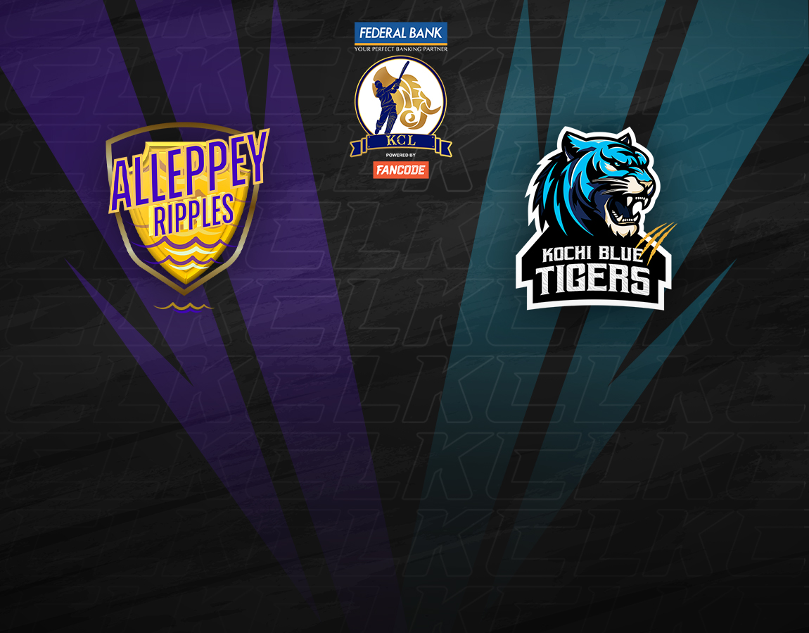 Match 28 of kerala cricket league t20 2024: alleppey ripples vs kochi blue tigers banner