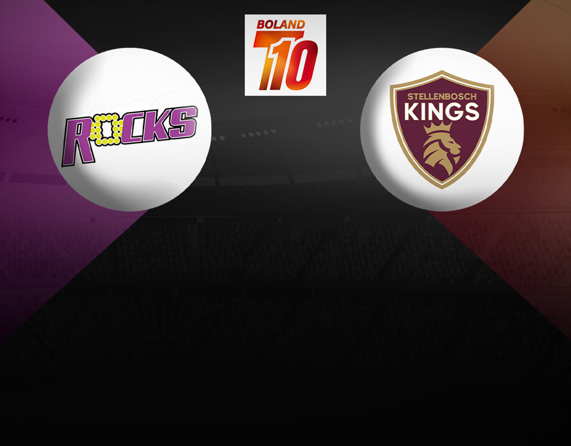 Match 3 of boland t10 league, 2024: paarl rocks vs stellenbosch kings banner
